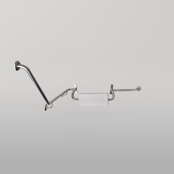 Metlam 40 Degree Grab Rail And Backrest Set Right Hand In Satin Stainless Steel