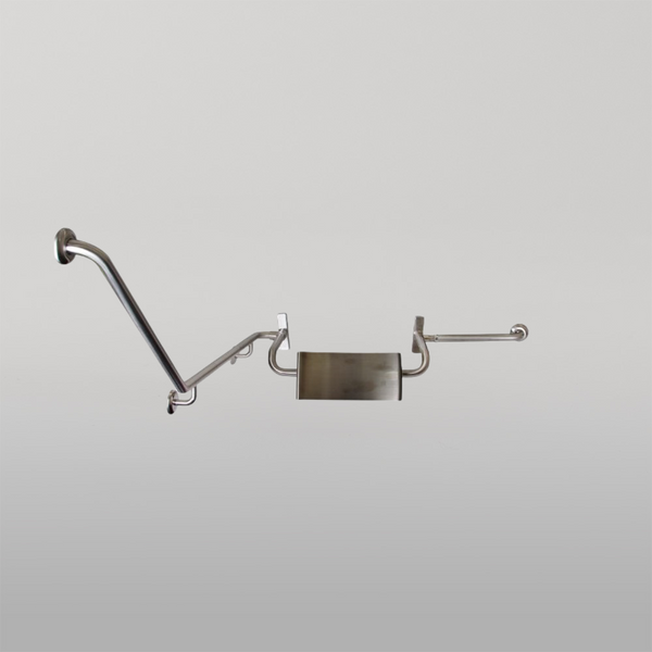 Metlam 40 Degree Grab Rail And Vandal Proof Backrest Set Right Hand In Satin Stainless Steel