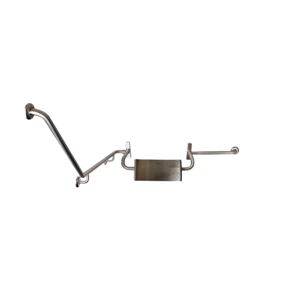 Metlam 40 Degree Grab Rail And Vandal Proof Backrest Set Right Hand In Satin Stainless Steel