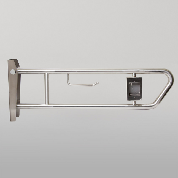 Metlam Pull Down Grab Rail, Nurse Call Facility And Toilet Roll Holder In Satin Stainless Steel