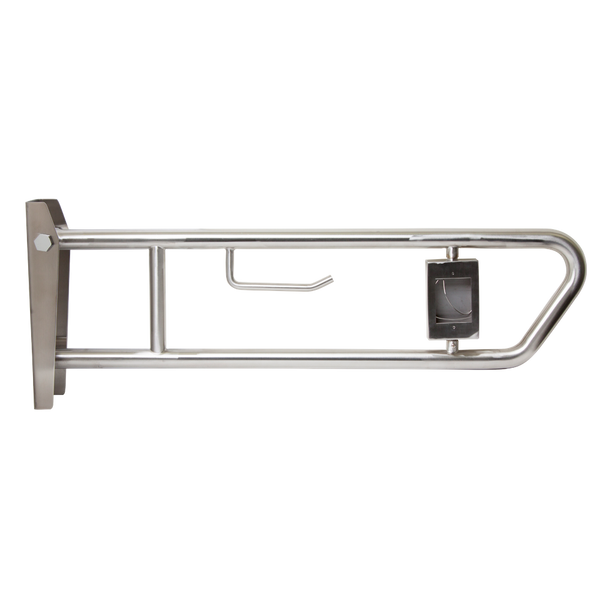 Metlam Pull Down Grab Rail, Nurse Call Facility And Toilet Roll Holder In Satin Stainless Steel