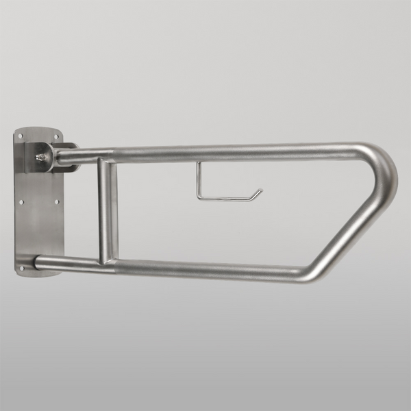 Metlam Pull Down Peened Grab Rail With Toilet Roll Holder