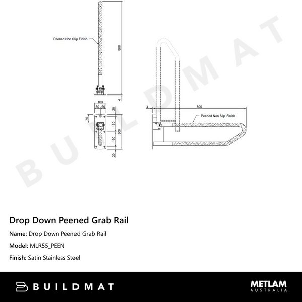 Metlam Drop Down Peened Grab Rail