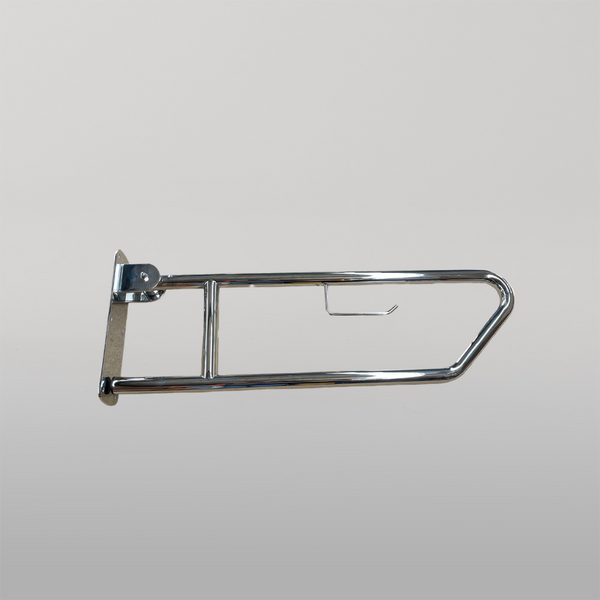 Metlam Click-Lock Pull Down Grab Rail With Toilet Roll Holder In Polished Stainless Steel