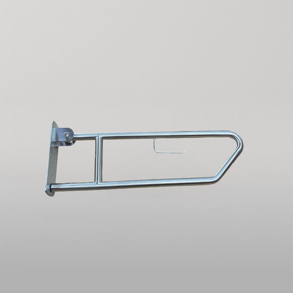 Metlam Click-Lock Pull Down Grab Rail With Toilet Roll Holder In Satin Stainless Steel