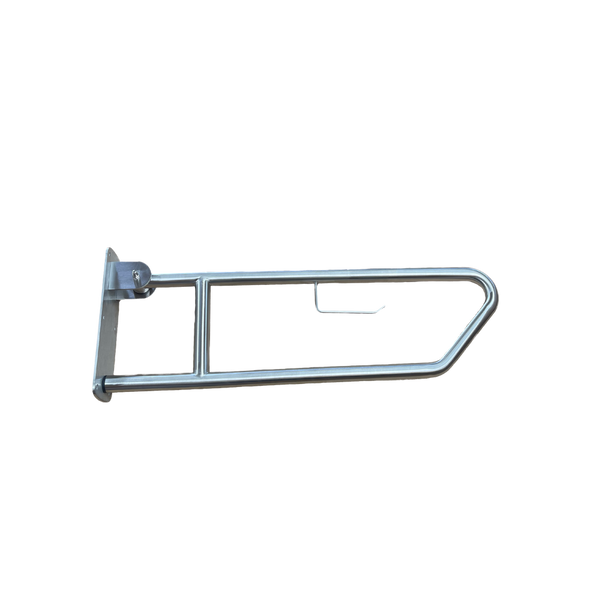 Metlam Click-Lock Pull Down Grab Rail With Toilet Roll Holder In Satin Stainless Steel