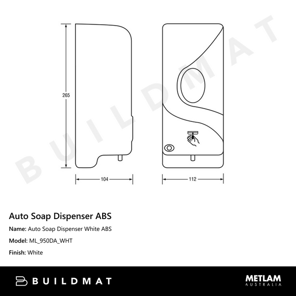 Metlam Auto Soap Dispenser White ABS