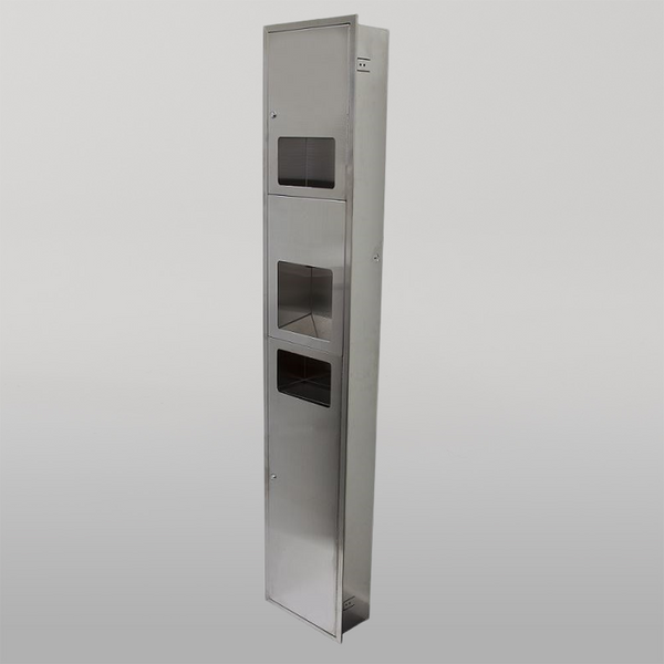 Metlam Recessed Paper Towel Dispenser, Eco Hand Dryer And Waste Unit Receptacle In Satin Stainless Steel