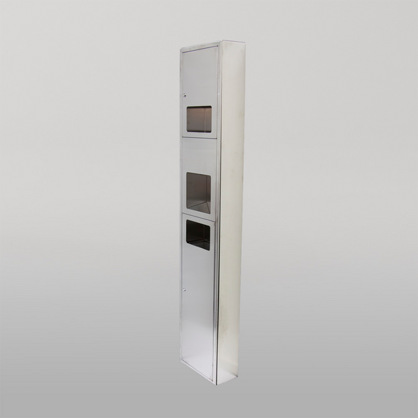 Metlam Surface Mounted Paper Towel Dispenser, Hand Dryer And Waste Unit Receptacle In Satin Stainless Steel