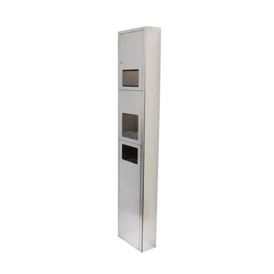 Metlam Surface Mounted Paper Towel Dispenser, Hand Dryer And Waste Unit Receptacle In Satin Stainless Steel