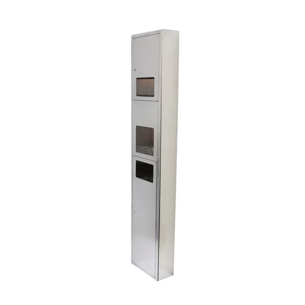 Metlam Surface Mounted Paper Towel Dispenser, Hand Dryer And Waste Unit Receptacle In Satin Stainless Steel