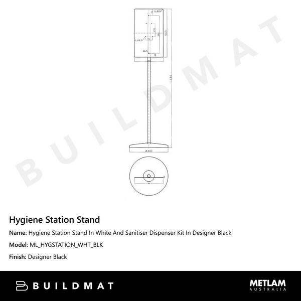 Metlam Hygiene Station Stand And Sanitiser Dispenser Kit In Designer Black