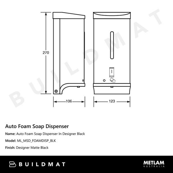 Metlam Auto Foam Soap Dispenser In Designer Black