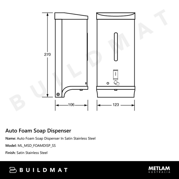 Metlam Auto Foam Soap Dispenser In Satin Stainless Steel