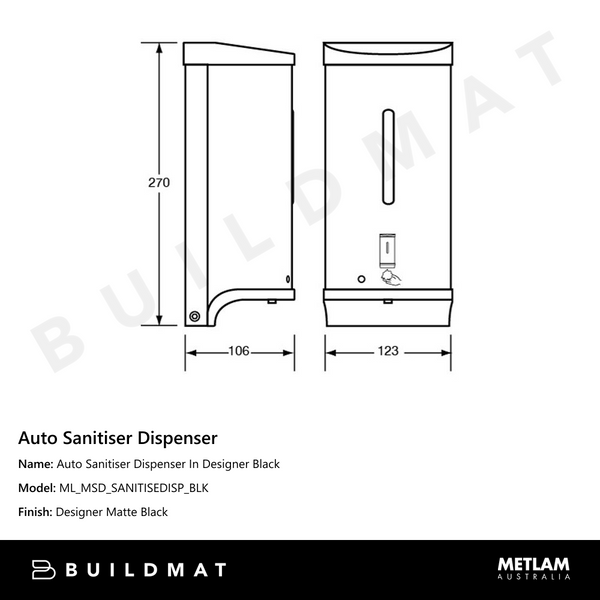 Metlam Auto Sanitiser Dispenser In Designer Black