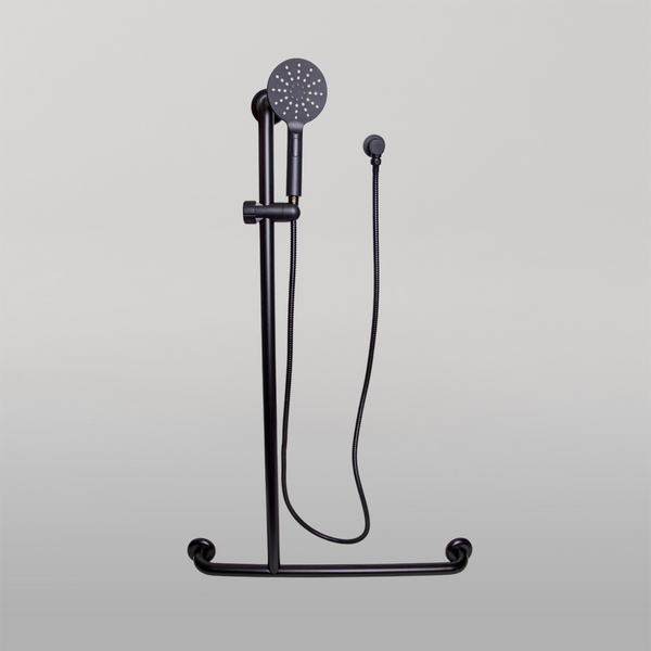 Metlam Offset Flush Left Hand Mount Shower Grab Rail Kit In Designer Black