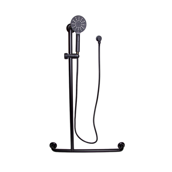 Metlam Offset Flush Left Hand Mount Shower Grab Rail Kit In Designer Black