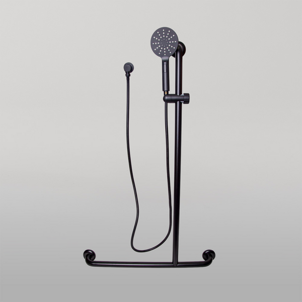 Metlam Offset Flush Right Hand Mount Shower Grab Rail Kit In Designer Black