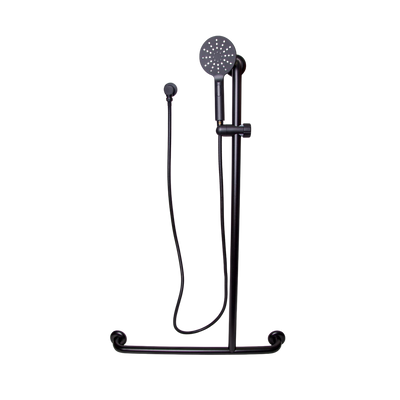 Metlam Offset Flush Right Hand Mount Shower Grab Rail Kit In Designer Black