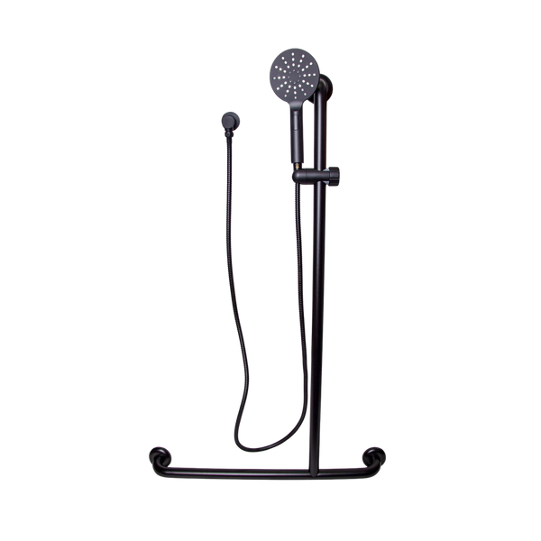 Metlam Offset Flush Right Hand Mount Shower Grab Rail Kit In Designer Black