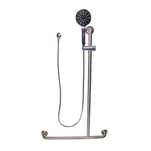 Metlam Offset Flush Right Hand Mount Shower Grab Rail Kit In Satin Stainless Steel