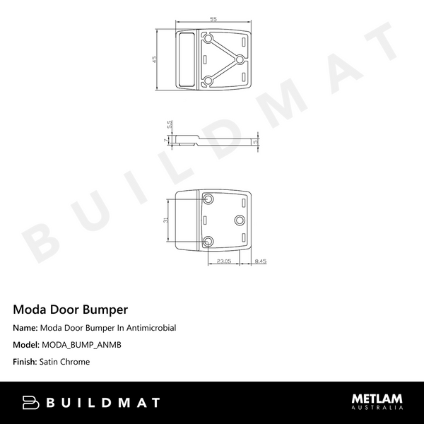 Metlam Moda Door Bumper In Antimicrobial
