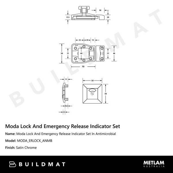 Metlam Moda Lock And Emergency Release Indicator Set In Antimicrobial