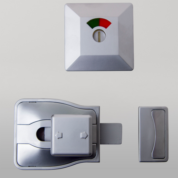 Metlam Moda Lock And Emergency Release Indicator Set In Satin Chrome Plate