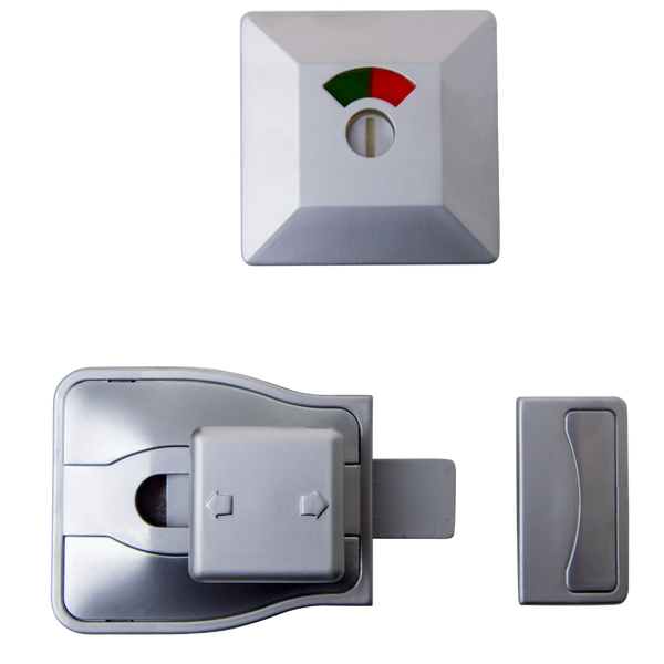 Metlam Moda Lock And Emergency Release Indicator Set In Satin Chrome Plate