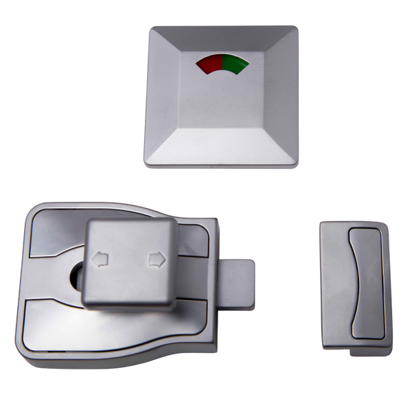 Metlam Moda Lock And Indicator Set In Satin Chrome Plate