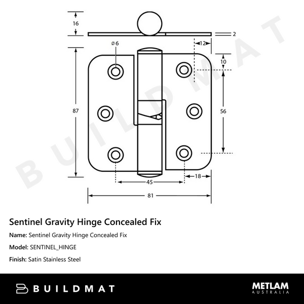 Metlam Sentinel Gravity Hinge Concealed Fix