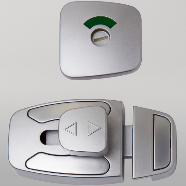 Metlam Sera Slide Lock And Emergency Release Indicator Set In Satin Chrome Plate