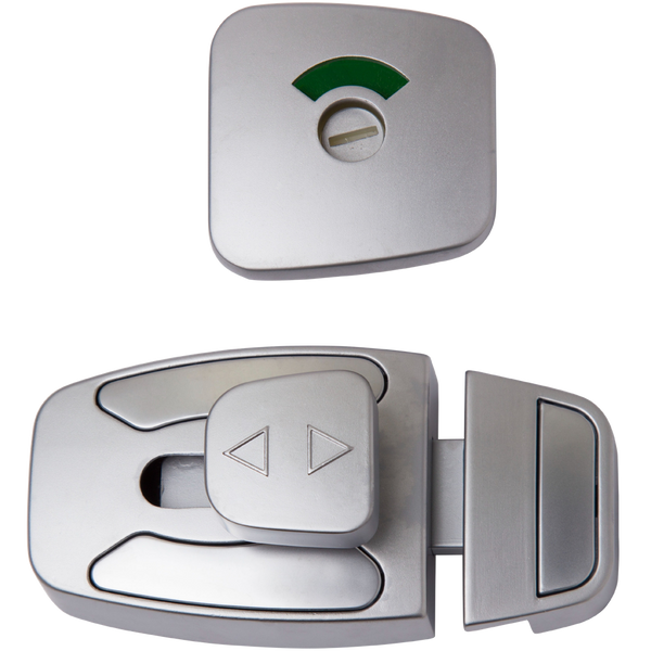 Metlam Sera Slide Lock And Emergency Release Indicator Set In Satin Chrome Plate