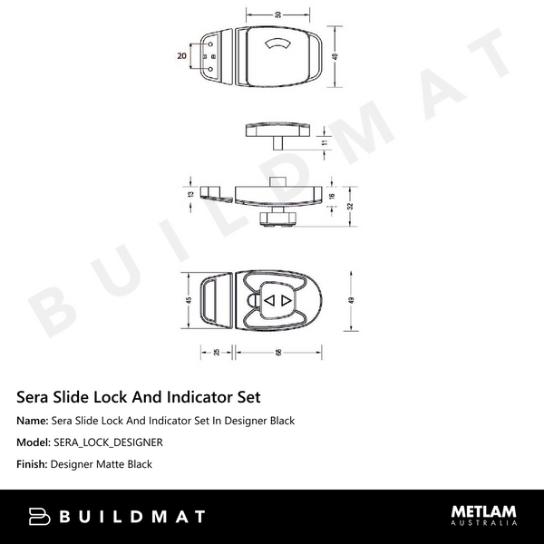 Metlam Sera Slide Lock And Indicator Set In Designer Black