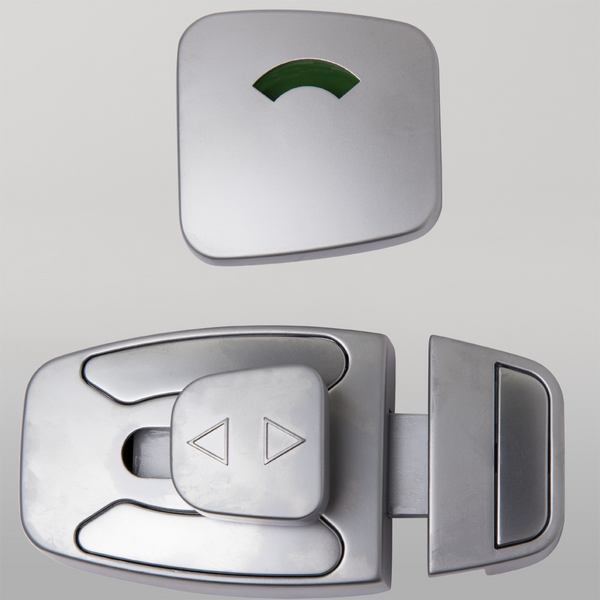 Metlam Sera Slide Lock And Indicator Set In Satin Chrome Plate