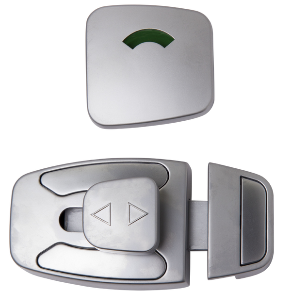 Metlam Sera Slide Lock And Indicator Set In Satin Chrome Plate