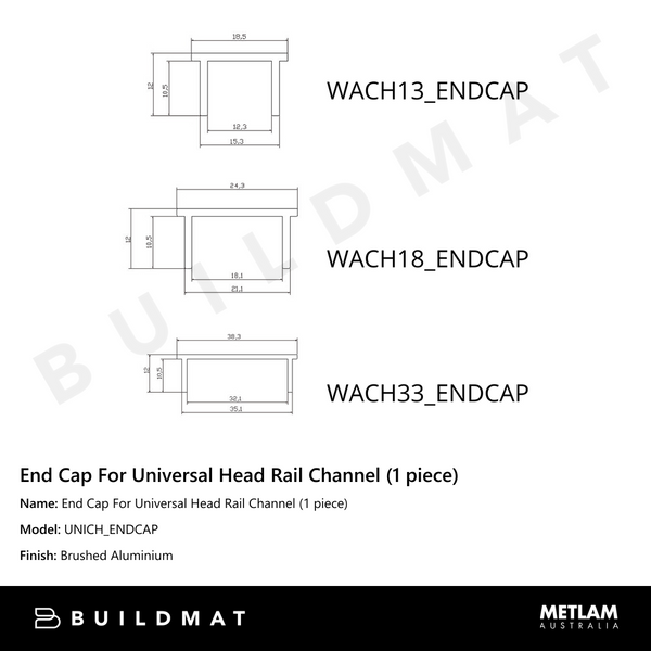Metlam End Cap For Universal Head Rail Channel (1 piece)