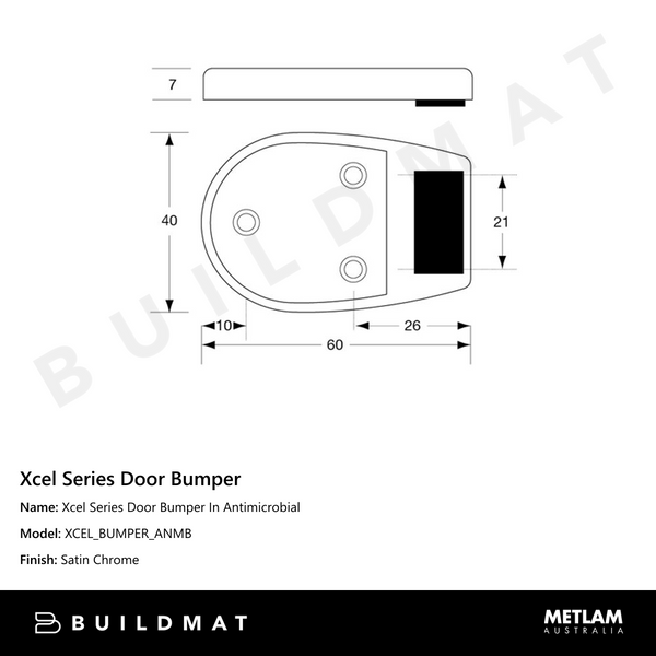 Metlam Xcel Series Door Bumper In Antimicrobial