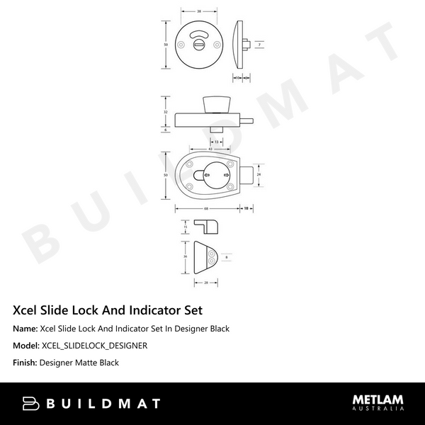 Metlam Xcel Slide Lock And Indicator Set In Designer Black