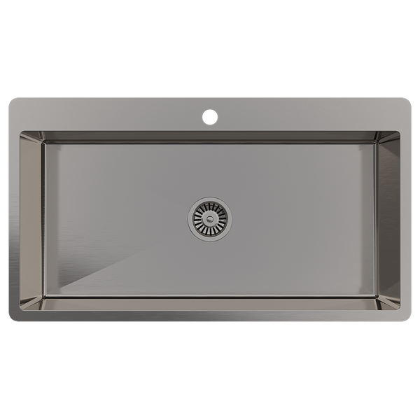 Alma Mila 900x500 XXLarge Single Bowl Tap Landing Sink Brushed Gunmetal