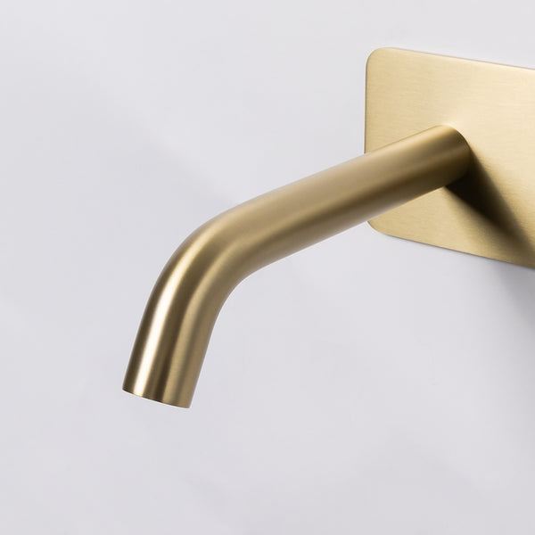 Alma Mira Brushed Brass Gold Wall Mixer and Spout