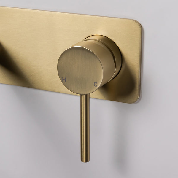 Alma Mira Brushed Brass Gold Wall Mixer and Spout