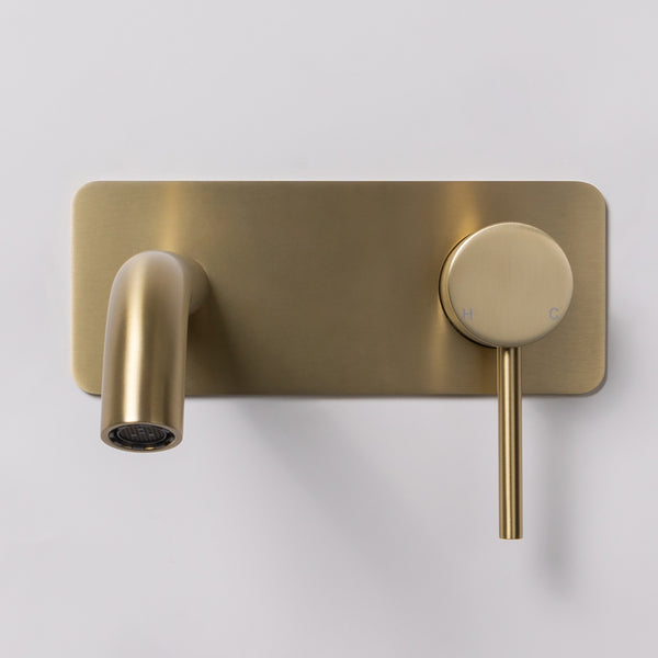 Alma Mira Brushed Brass Gold Wall Mixer and Spout