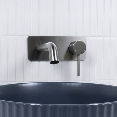 Mira Brushed Gunmetal Wall Mixer and Spout