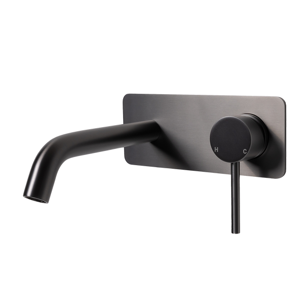 Alma Mira Brushed Gunmetal Wall Mixer and Spout