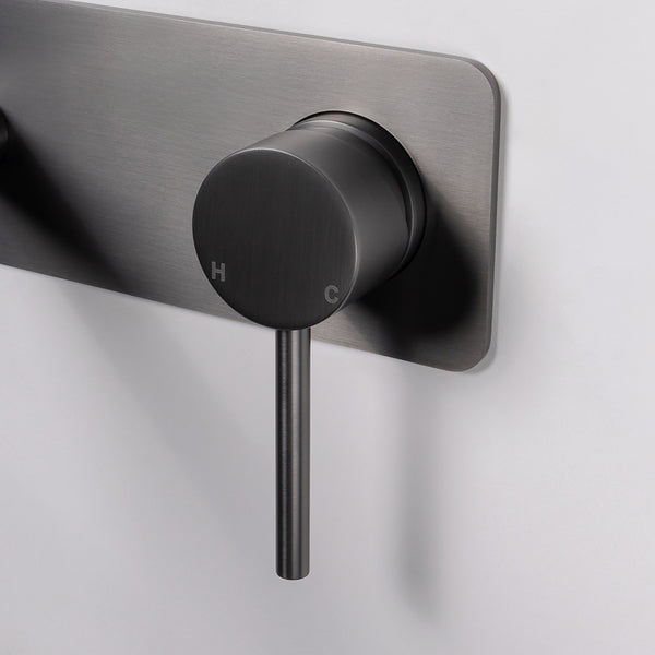 Alma Mira Brushed Gunmetal Wall Mixer and Spout