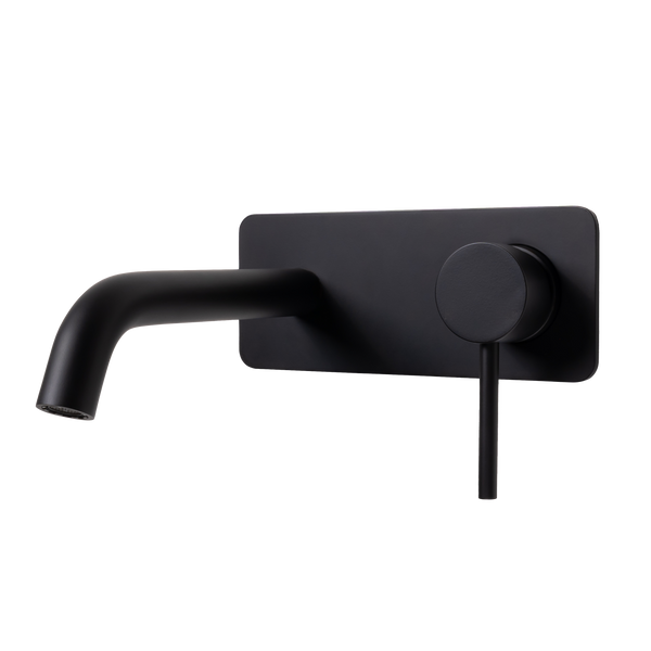 Alma Mira Matte Black Wall Mixer and Spout
