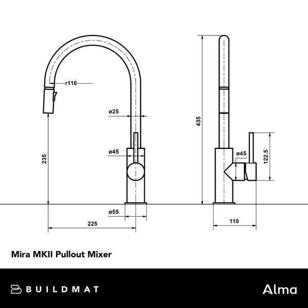 Alma Mira Brushed Vintage Antique Brass Pull Out MKII Mixer