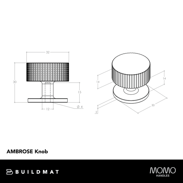 Momo Handles Momo Ambrose Round Knob 32mm Antique Bronze Matte