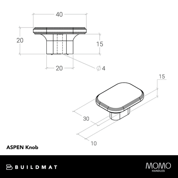 Momo Handles Momo Aspen Solid Brass Knob 40mm Dull Brushed Nickel